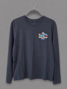 YoColorado 14ers Long Sleeve Graphic T-Shirt Medium Blue Mountain Peaks Unisex